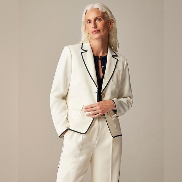J Crew Collection shrunken-fit blazer with contrast trim in wool blend CC389
